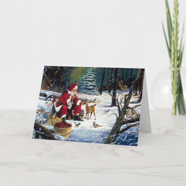 Cartes Pour Fêtes Annuelles Père Noël de Noël traditionnelle dans le parc (Devant)