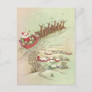 Cartes Pour Fêtes Annuelles Père Noël De Noël Vintage À Sleigh