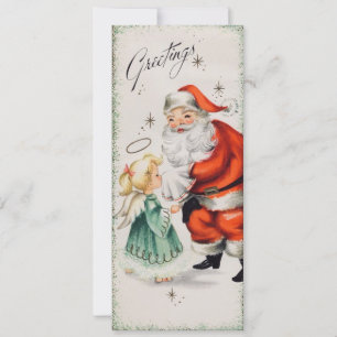 Cartes Pour Fêtes Annuelles Père Noël de Noël Vintage avec Ange