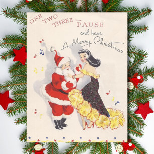 Cartes Pour Fêtes Annuelles Père Noël de Noël vintage dansant avec une fille