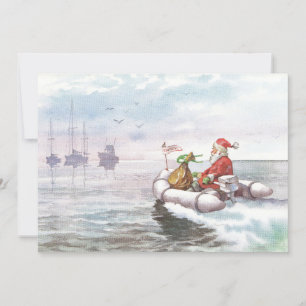 Cartes Pour Fêtes Annuelles Père Noël de Noël Vintage en bateau