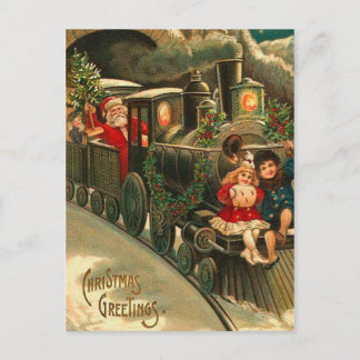 Cartes Pour Fêtes Annuelles Père Noël de Noël Vintage en train