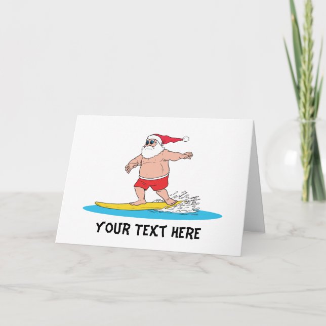 Cartes Pour Fêtes Annuelles Père Noël de surf (Devant)
