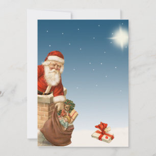 Cartes Pour Fêtes Annuelles père Noël descend le design Vintage de Chimney