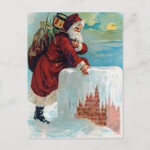 Cartes Pour Fêtes Annuelles Père Noël descend le Noël du millésime de Chimney