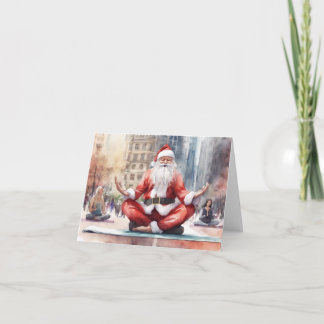 Cartes Pour Fêtes Annuelles Père Noël détendu faisant du yoga en ville