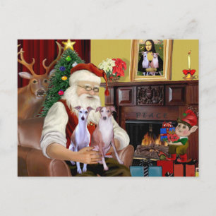 Cartes Pour Fêtes Annuelles père Noël : deux Whippets