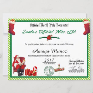 Cartes Pour Fêtes Annuelles Père Noël - Document officiel du pôle Nord