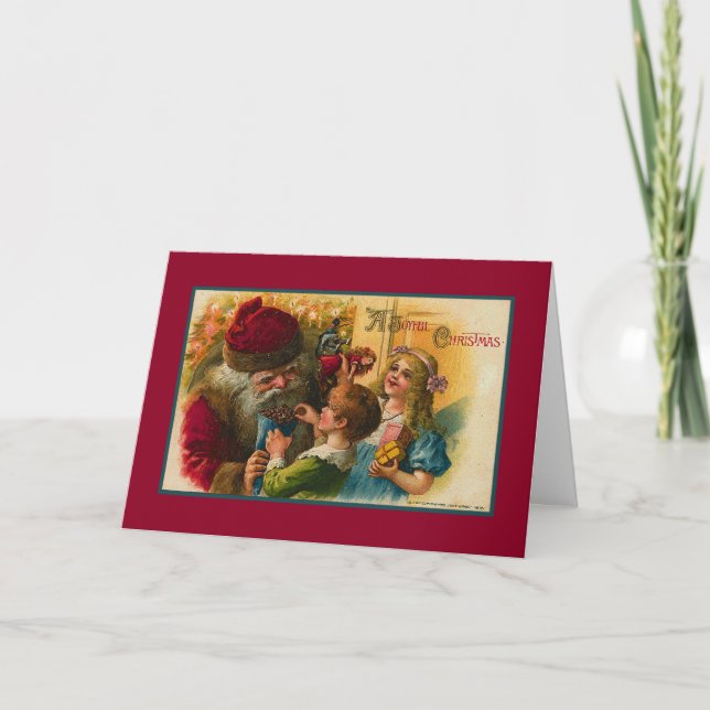 Cartes Pour Fêtes Annuelles Père Noël donnant aux enfants bonbon Victorien (Devant)