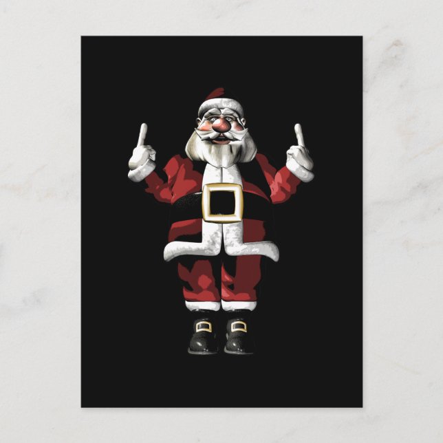 Cartes Pour Fêtes Annuelles Père Noël donne le doigt (Devant)