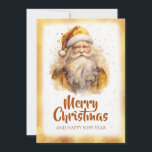 Cartes Pour Fêtes Annuelles Père Noël doré aquarelle<br><div class="desc">médaillon père Noël métallique , lumière jaune vif luxe , métal doré brillant,  visage joyeux drôle,  croquis artistique décembre joyeux , dessin mignon amusant cartoon,  aquarelle père Noël cadeau hiver,  illustration fête joyeux noël,   célébration père noël</div>