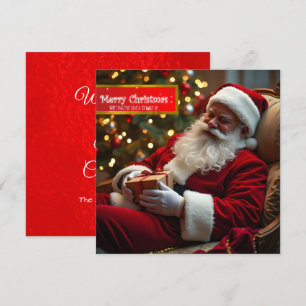 Cartes Pour Fêtes Annuelles Père Noël dormant avec des vœux SqFC