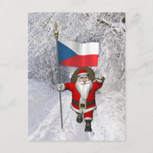 Cartes Pour Fêtes Annuelles Père Noël Doux Avec Drapeau De République Tchèque