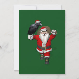 Cartes Pour Fêtes Annuelles Père Noël Doux Avec Gros Corbeau