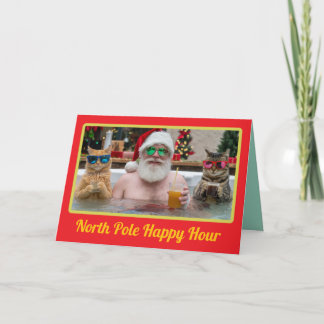 Cartes Pour Fêtes Annuelles Père Noël drôle dans un bain à remous de Noël