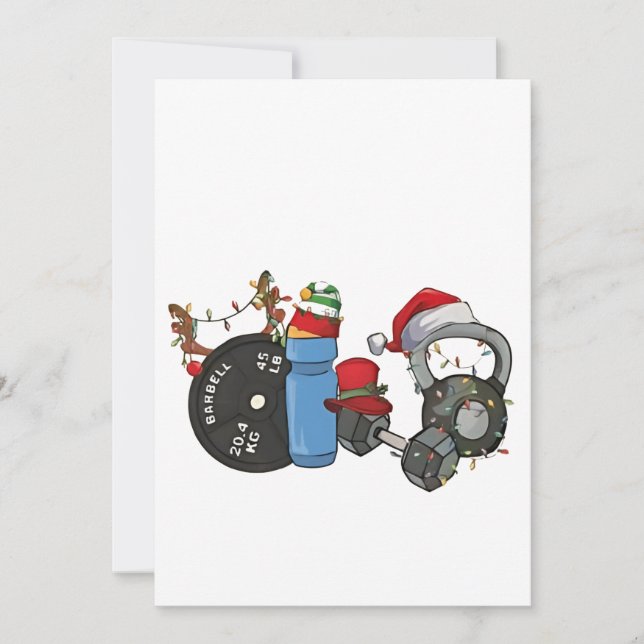 Cartes Pour Fêtes Annuelles Père Noël drôle Haltères Musculation Gym Noël (Devant)