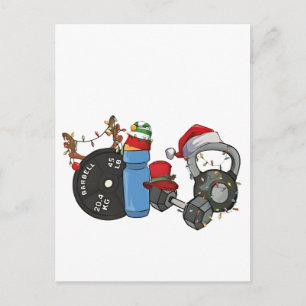 Cartes Pour Fêtes Annuelles Père Noël drôle haltères musculation gym Noël