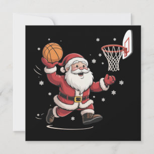 Cartes Pour Fêtes Annuelles Père Noël drôle jouant au basket Cadeau de Noël Xm