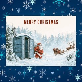 Cartes Pour Fêtes Annuelles Père Noël drôle Toilettes Portables Pause Pipi Noë