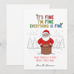 Cartes Pour Fêtes Annuelles Père Noël drôle Tout va bien