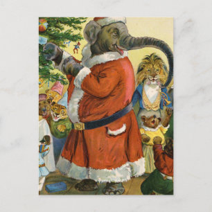 Cartes Pour Fêtes Annuelles Père Noël Elephant célèbre un Noël animal