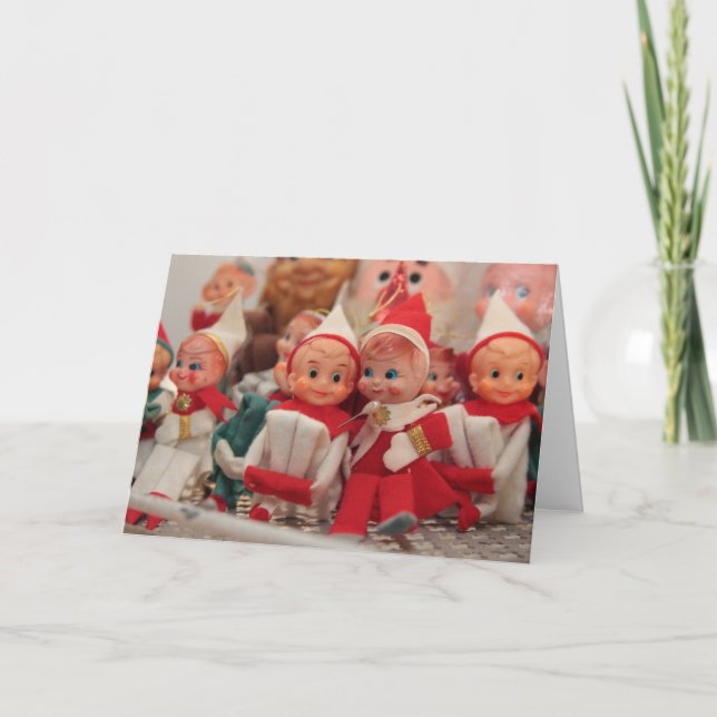Cartes Pour Fêtes Annuelles Père Noël Elves (Devant)