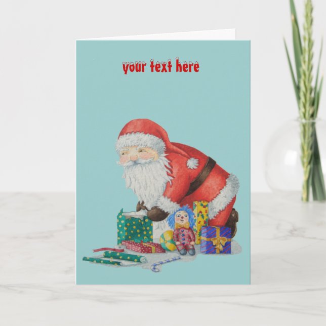 Cartes Pour Fêtes Annuelles père Noël emballage cadeaux et jouets pour Noël (Devant)