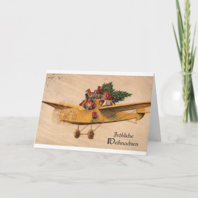 Cartes Pour Fêtes Annuelles Père Noël en avion - jouets - Allemagne années 190 (Devant)