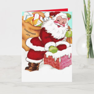 Cartes Pour Fêtes Annuelles Père Noël en bas de la cheminée