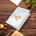 Cartes Pour Fêtes Annuelles Père Noël en Mint Casquette Noël Vintage<br><div class="desc">Détendez des vacances de gaieté vintage style avec cette carte de voeux personnalisable avec un style rétro Santa Claus graphique habillé dans un joli chapeau de Père Noël vert menthe dressé contre un arrière - plan gris clair. Le message à l'avant et à l'intérieur de cette carte peut être modifié...</div>