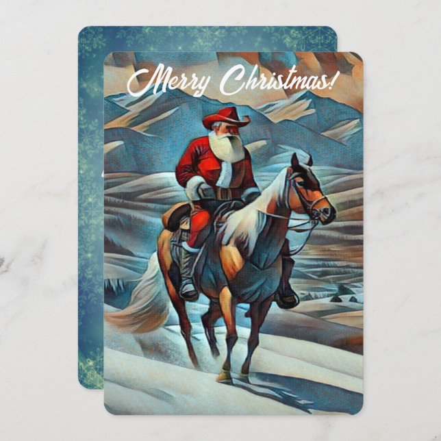 Cartes Pour Fêtes Annuelles Père Noël équitation Noël occidental (Devant / Derrière)
