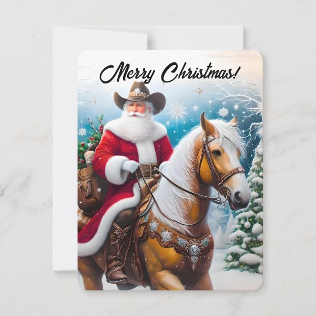 Cartes Pour Fêtes Annuelles Père Noël équitation Noël occidental (Devant)