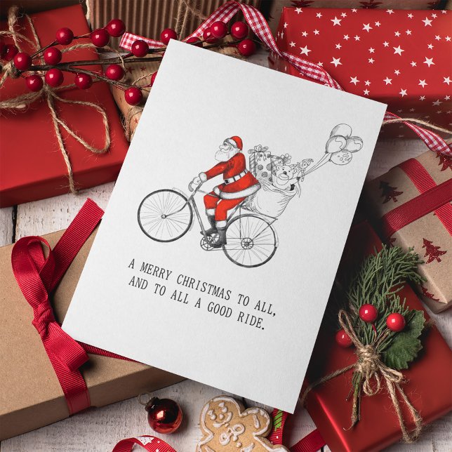 Cartes Pour Fêtes Annuelles Père Noël équitation Vélo vélo Noël (Créateur téléchargé)