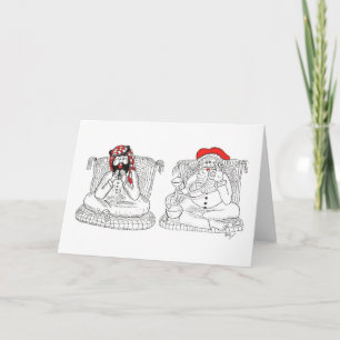 Cartes Pour Fêtes Annuelles Père Noël essaie Hubbly Bubbly Hookah pipe