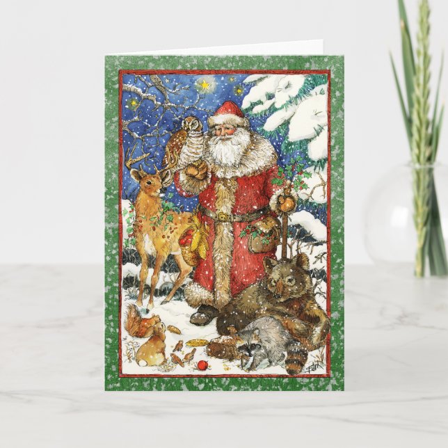 CARTES POUR FÊTES ANNUELLES PÈRE NOËL ET AMIS ANIMAUX (Devant)