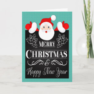 Cartes Pour Fêtes Annuelles Père Noël et Chalkboard avec Holly pour Noël
