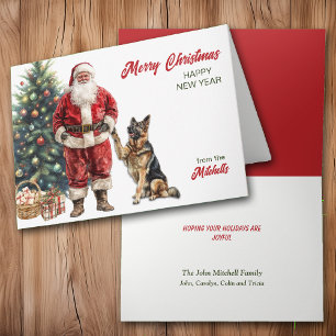 Cartes Pour Fêtes Annuelles Père Noël et chien berger allemand Noël