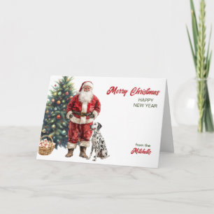 Cartes Pour Fêtes Annuelles Père Noël et chien dalmatien Noël