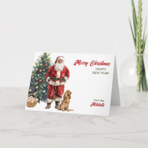 Cartes Pour Fêtes Annuelles Père Noël et épagneul anglais de Noël