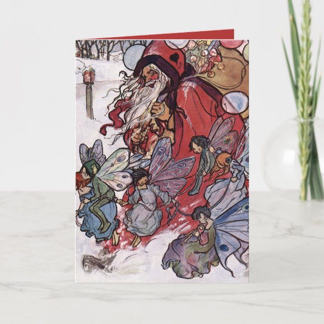 Cartes Pour Fêtes Annuelles Père Noël et Fairies de Florence Harrison (Devant)