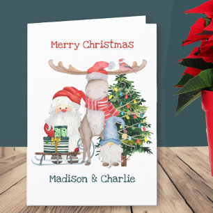 Cartes Pour Fêtes Annuelles Père Noël et Gnome Gonk Cute Enfants Personnalisés