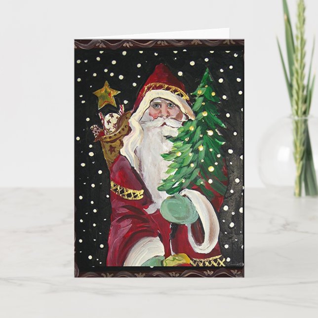 Cartes Pour Fêtes Annuelles Père Noël et jouets primitifs (Devant)