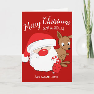 Cartes Pour Fêtes Annuelles Père Noël et kangourou