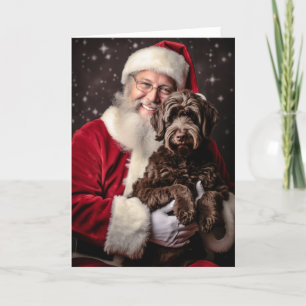 Cartes Pour Fêtes Annuelles Père Noël et Labradoodle