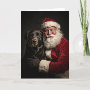 Cartes Pour Fêtes Annuelles Père Noël et Labrador Retriever