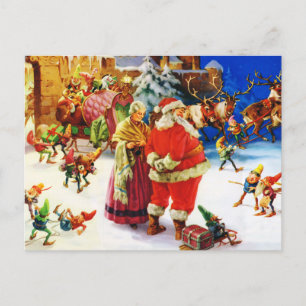 Cartes Pour Fêtes Annuelles Père Noël et Mme Claus à la veille de Noël du pôle