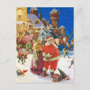 Cartes Pour Fêtes Annuelles Père Noël et Mme Claus au Pôle Nord, réveillon de