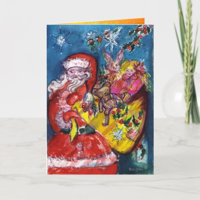 Cartes Pour Fêtes Annuelles PÈRE NOËL ET NOËL CADEAU SACK, JOUETS Étincelles J (Devant)