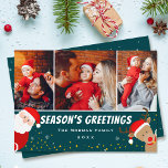 Cartes Pour Fêtes Annuelles Père Noël et Reindeer Seasons Salutations 3 Photo<br><div class="desc">Père Noël et Reindeer Seasons Salutations 3 Photo Holiday Card</div>