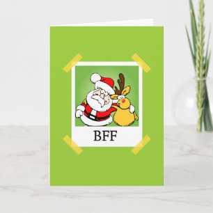 Cartes Pour Fêtes Annuelles Père Noël et renne BFF